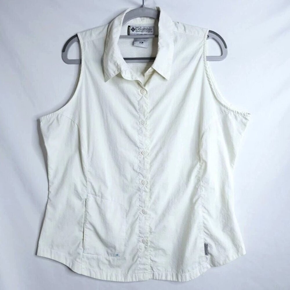 COLUMBIA SPORTSWEAR Titanium Sleeveless Shirt Top size XL WHITE Outdoors Casual - Picture 2 of 6